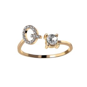 New Design Adjustable 26 Initial Letter Ring Fashion Jewelry For Women Simple Elegant Jewelry (Color: 2pcs Gold, style: Q)