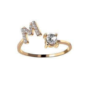 New Design Adjustable 26 Initial Letter Ring Fashion Jewelry For Women Simple Elegant Jewelry (Color: 2pcs Gold, style: M)
