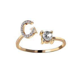 New Design Adjustable 26 Initial Letter Ring Fashion Jewelry For Women Simple Elegant Jewelry (Color: 2pcs Gold, style: G)