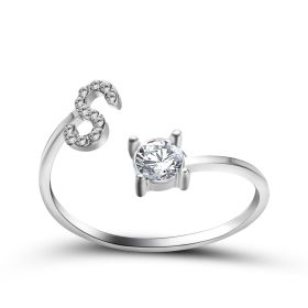 New Design Adjustable 26 Initial Letter Ring Fashion Jewelry For Women Simple Elegant Jewelry (Color: 2pcs Silver, style: S)