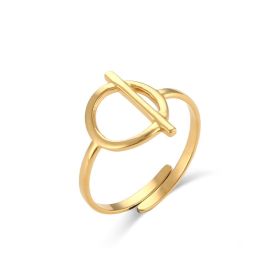 Stainless Steel Plated 18K Gold Finger Ring Jewelry For Women (Color: Skeleton OT, size: Adjustable opening)