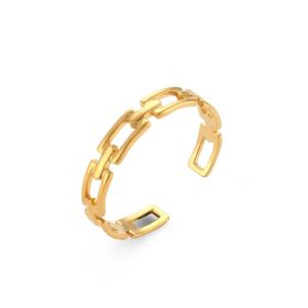Stainless Steel Plated 18K Gold Finger Ring Jewelry For Women (Color: Flat Chain, size: Adjustable opening)