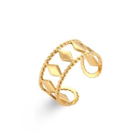 Stainless Steel Plated 18K Gold Finger Ring Jewelry For Women (Color: Skeleton diamond, size: Adjustable opening)