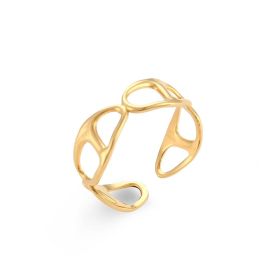 Stainless Steel Plated 18K Gold Finger Ring Jewelry For Women (Color: Hollow pig nose, size: Adjustable opening)