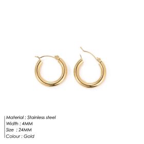 Simple Circle Earrings Stainless Steel Jewelry (Color: Gold, size: 24MM)