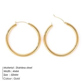 Simple Circle Earrings Stainless Steel Jewelry (Color: Gold, size: 50mm)