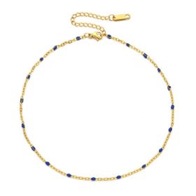 Vacuum Electroplating 1.5mm Stainless Steel Bead Chain Drop Glue 6-color Chain DIY Foot Chain Jewelry (Color: Blue)