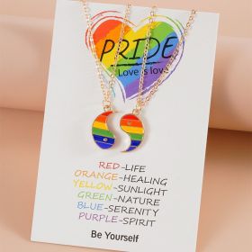Love Paper Card Jewelry Rainbow Butterfly Pendant Splicing Couple Necklace Set (Color: Style8.)