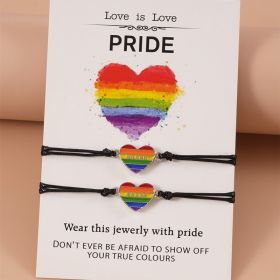 Love Paper Card Jewelry Rainbow Butterfly Pendant Splicing Couple Necklace Set (Color: Style2.)