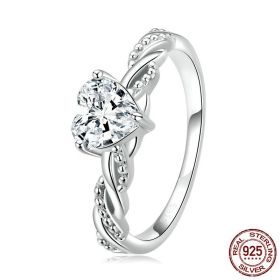 Sparkling Romantic Love Ring Jewelry Elegant (Color: Silver, size: number 6)