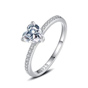 S925 Sterling Silver Ring Love 1 Karat Simulation Diamond Jewelry (Color: 925sliver, size: US Code 5)