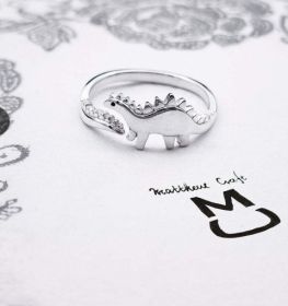 Cute Dinosaur Shape Jewelry For Women Fashion Ring (Color: Open Stegosaurus, size: Need Gift Box)