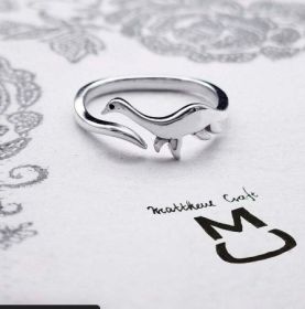 Cute Dinosaur Shape Jewelry For Women Fashion Ring (Color: Open Tanystropheus, size: Need Gift Box)