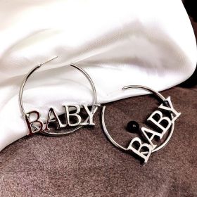 Women's Korean-style Refined Wild Earrings Exaggerated Personalized Internet Celebrity Eardrop Jewelry Letter Sterling Silver Earrings (Color: Silver)