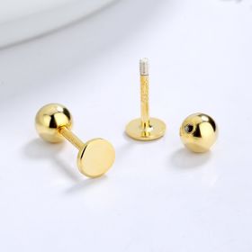 Simple Ear Stud Jewelry Without Removing And Preventing (Color: 18k gold, size: 3mm ball)