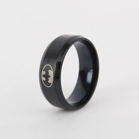 Tricolor Batman Popular Jewelry Stainless Steel Ring (Color: Black, size: No.9)