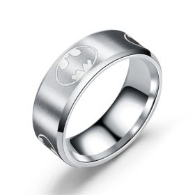 Tricolor Batman Popular Jewelry Stainless Steel Ring (Color: Steel, size: No.7)