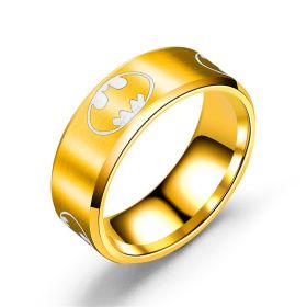 Tricolor Batman Popular Jewelry Stainless Steel Ring (Color: Gold, size: No.12)