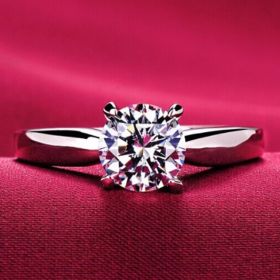 14k Rose Gold Plated Engagement Ring Jewelry (Color: Silver, size: number 10)