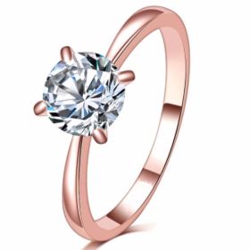 14k Rose Gold Plated Engagement Ring Jewelry (Color: Rose Gold, size: number 9)