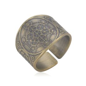 Personalized Retro Trendy Jewelry With Copper Moon Rings On Both Sides (Color: Ancient Bronze C, size: Size 10)