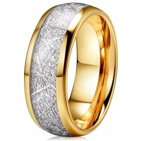 Carbon Fiber Stainless Steel Jewelry Inlaid Anti-grain Stone Men's Ring (Color: Golden R005, size: No11)