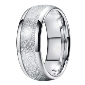 Carbon Fiber Stainless Steel Jewelry Inlaid Anti-grain Stone Men's Ring (Color: Silver R006, size: No13)