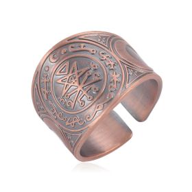 Personalized Retro Trendy Jewelry With Copper Moon Rings On Both Sides (Color: Ancient Red Copper, size: Size 8)