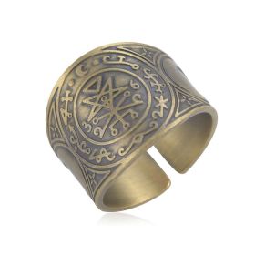 Personalized Retro Trendy Jewelry With Copper Moon Rings On Both Sides (Color: Ancient Bronze, size: Size 8)