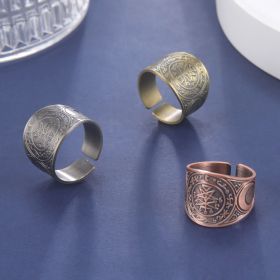 Personalized Retro Trendy Jewelry With Copper Moon Rings On Both Sides (Color: set, size: Size 10)