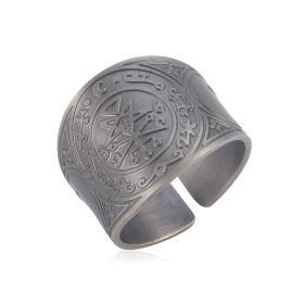 Personalized Retro Trendy Jewelry With Copper Moon Rings On Both Sides (Color: Ancient Silver, size: Size 10)