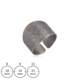 Personalized Retro Trendy Jewelry With Copper Moon Rings On Both Sides (Color: Ancient Silver B, size: Size 8)