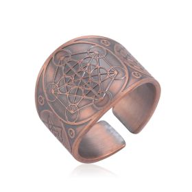 Personalized Retro Trendy Jewelry With Copper Moon Rings On Both Sides (Color: Ancient Red Copper C, size: Size 8)
