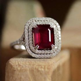 Ring Jewelry Opening Black Gold Garnet Heart Zircon (Color: F827 Red, size: No.10)