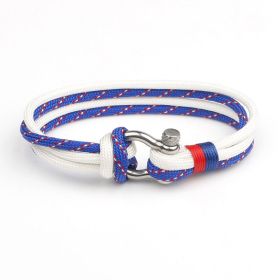 Stainless Steel Buckle Umbrella Rope Jewelry Bracelet (Color: Blue White Red CamoWhite)