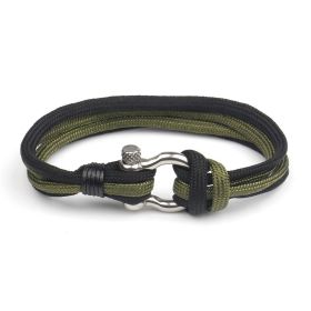 Stainless Steel Buckle Umbrella Rope Jewelry Bracelet (Color: Military GreenBlack)