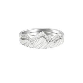 Copper Inlaid Zircon For Women To Wear A Folding Ring Fashion Jewelry (Color: Silver, size: No.7)