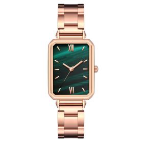 Women's Fashion Casual Square Steel With Quartz Watch (Color: Green)