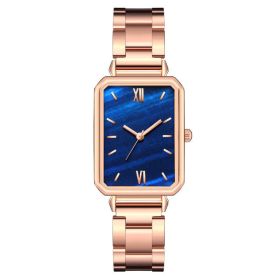 Women's Fashion Casual Square Steel With Quartz Watch (Color: Blue)