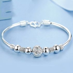 White Copper Silver Plated Changeable Beads Bracelet Women's Diet Balls Jewelry (Color: Lantern S Buckle Style)