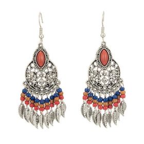 Tassel Round Elegant Jewelry Alloy Vintage Hollow Carved Earrings (Color: E021942)