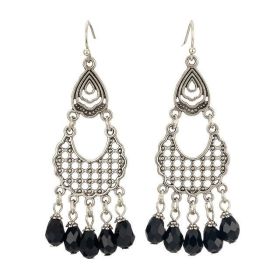 Tassel Round Elegant Jewelry Alloy Vintage Hollow Carved Earrings (Color: E021963)