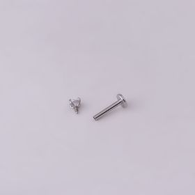 3MM Round Zircon Inner Tooth Lip Nail Stainless Steel Puncture Jewelry (Color: Silver, size: 6mm)