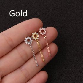Stainless Steel Threaded Stud Piercing Jewelry (Color: Gold, style: D)