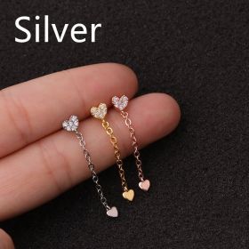 Stainless Steel Threaded Stud Piercing Jewelry (Color: Silver, style: C)