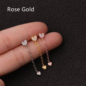 Stainless Steel Threaded Stud Piercing Jewelry (Color: Rose Gold, style: C)