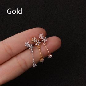 Stainless Steel Threaded Stud Piercing Jewelry (Color: Gold, style: B)