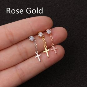 Stainless Steel Threaded Stud Piercing Jewelry (Color: Rose Gold, style: A)