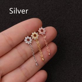 Stainless Steel Threaded Stud Piercing Jewelry (Color: Silver, style: D)