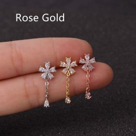 Stainless Steel Threaded Stud Piercing Jewelry (Color: Rose Gold, style: E)